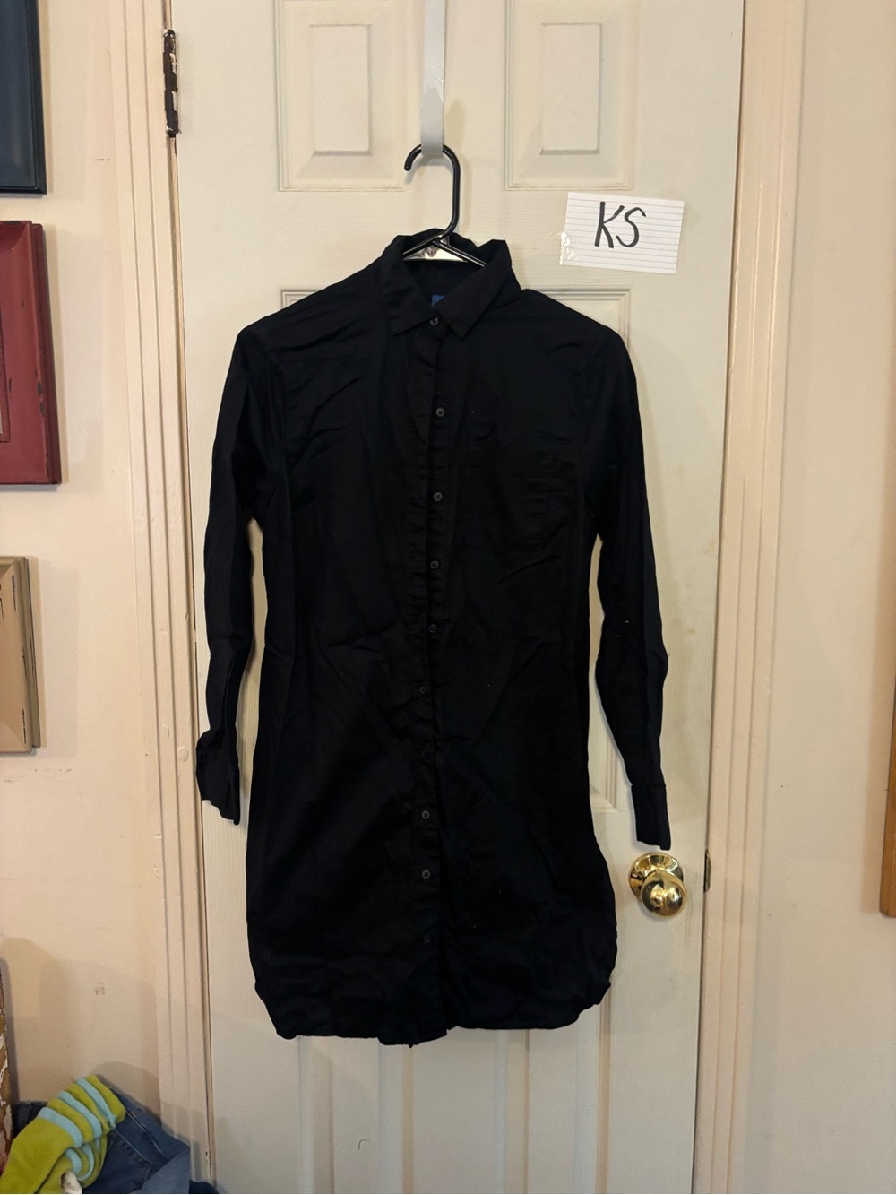 Old Navy Black Long-Sleeve Button-Down Shirt dress